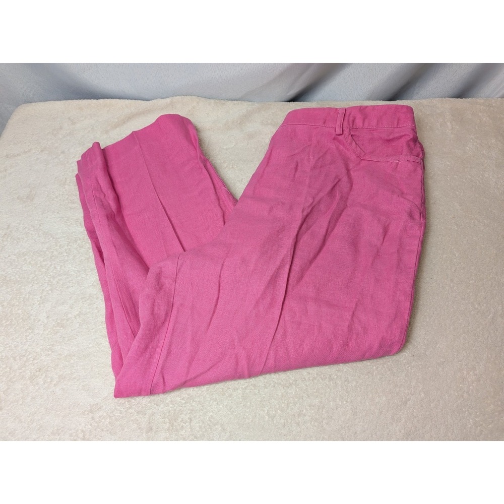 Focus Lifestyle Pink Linen Pants Womens 14 Wide Leg Coastal Grandmother Summer